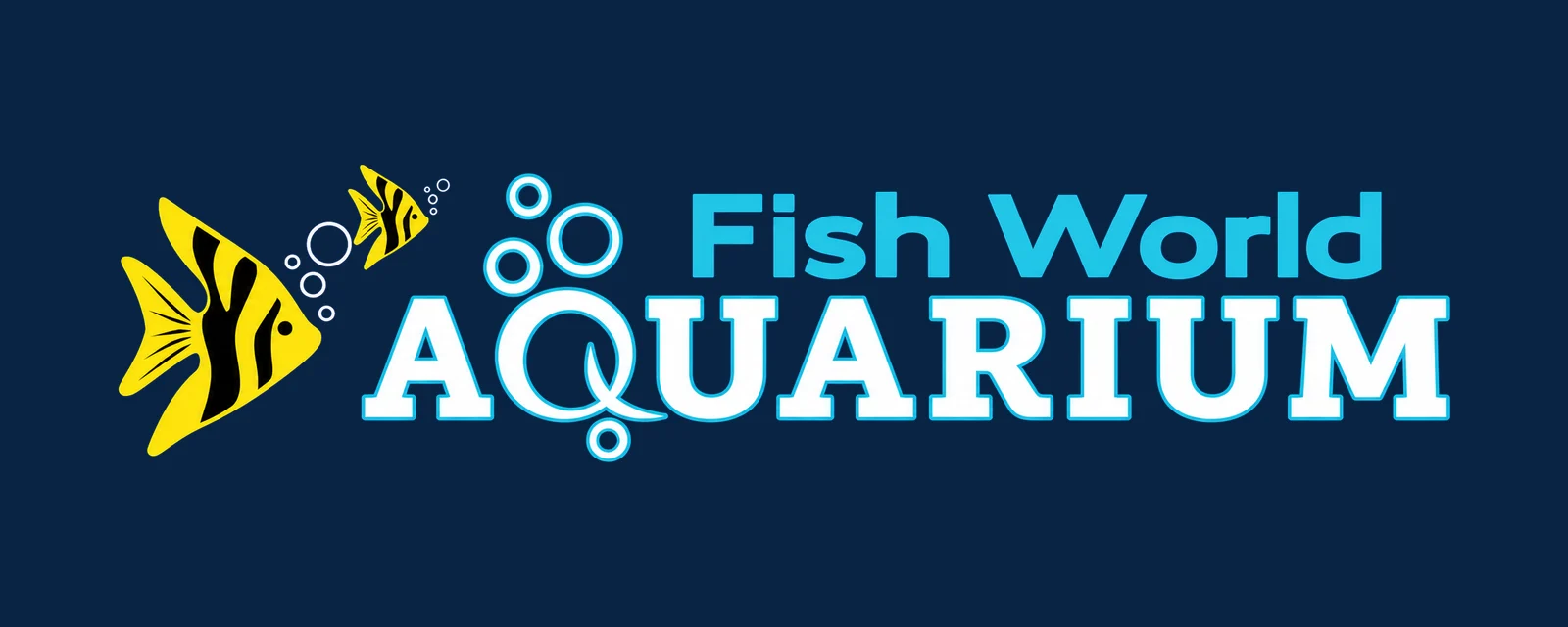 The refreshed Fish World Aquarium logo on the navy header of their new website