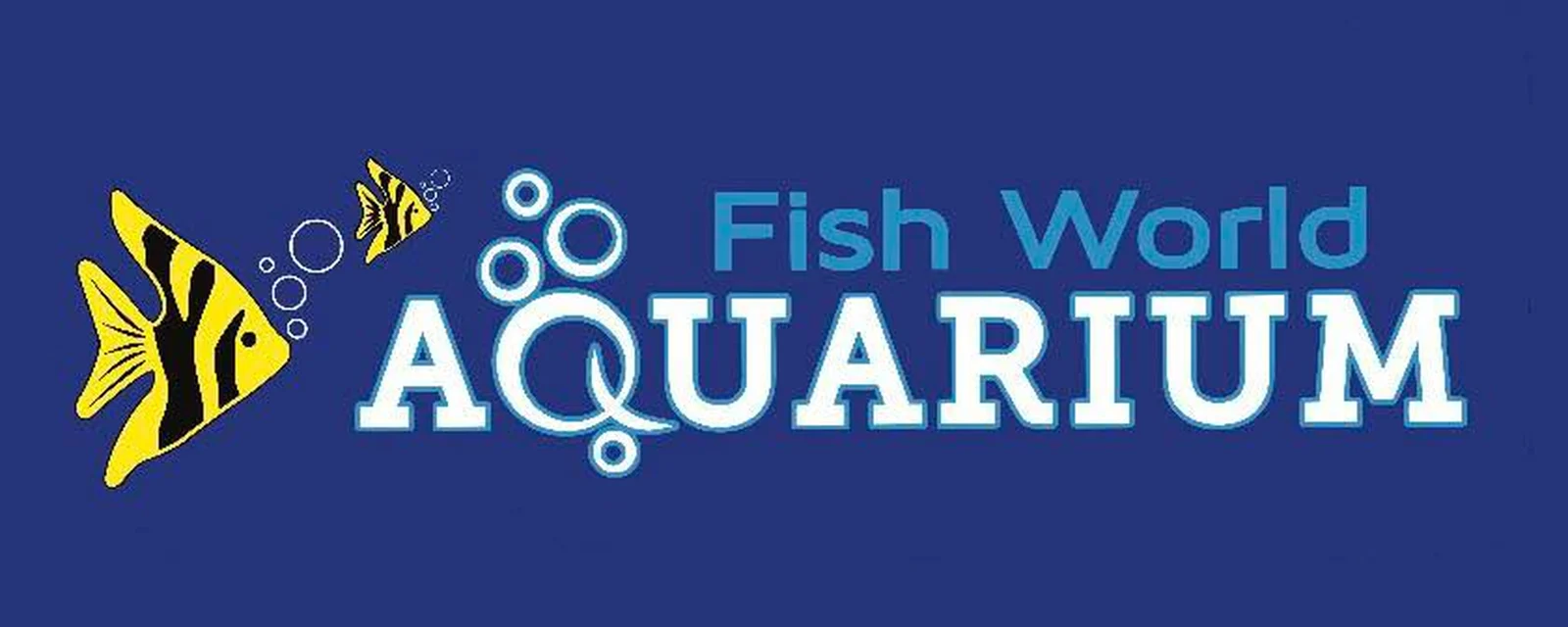 The original Fish World Aquarium logo on a blue square