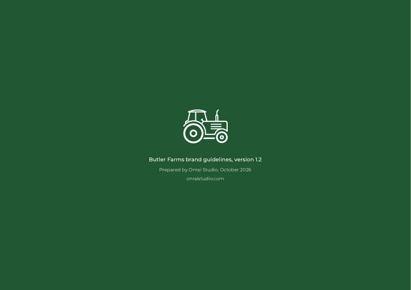 Butler Farms brand guidelines, page 12: back cover