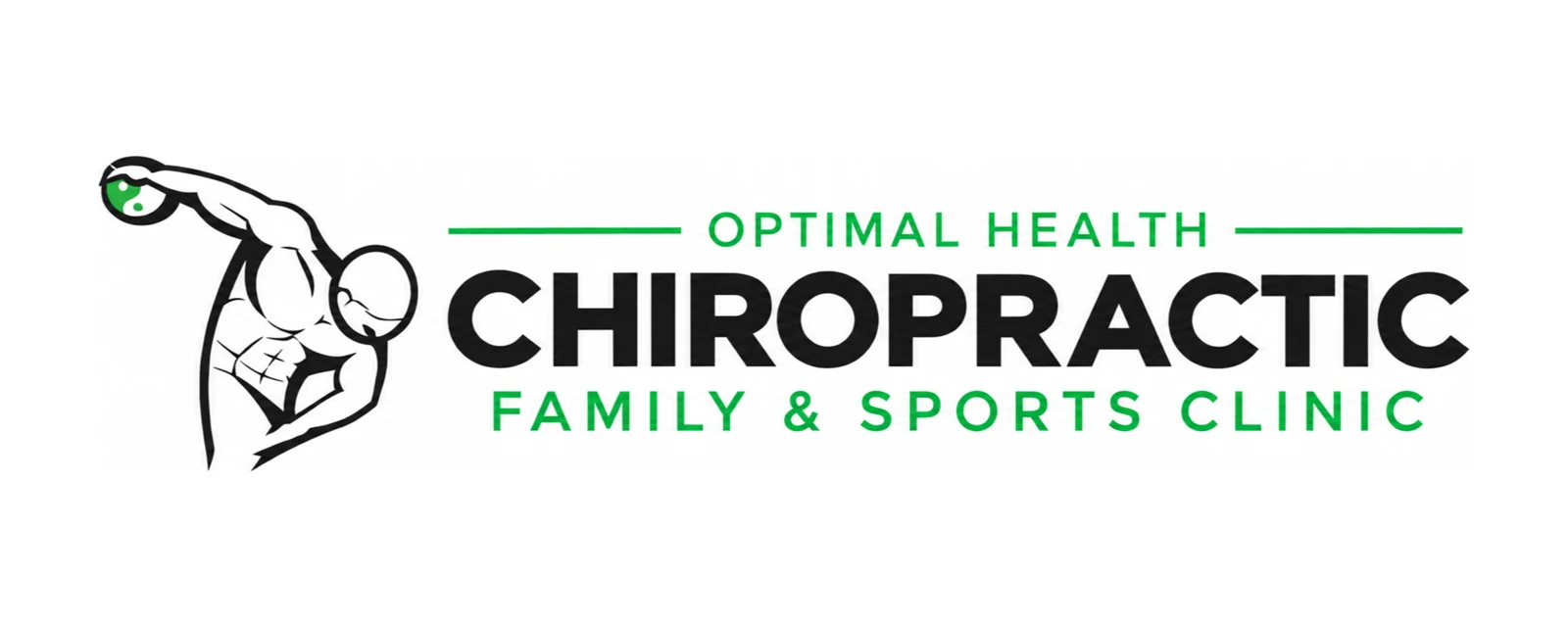 The refreshed Optimal Health Chiropractic logo with no panel, the green in the lettering and rules