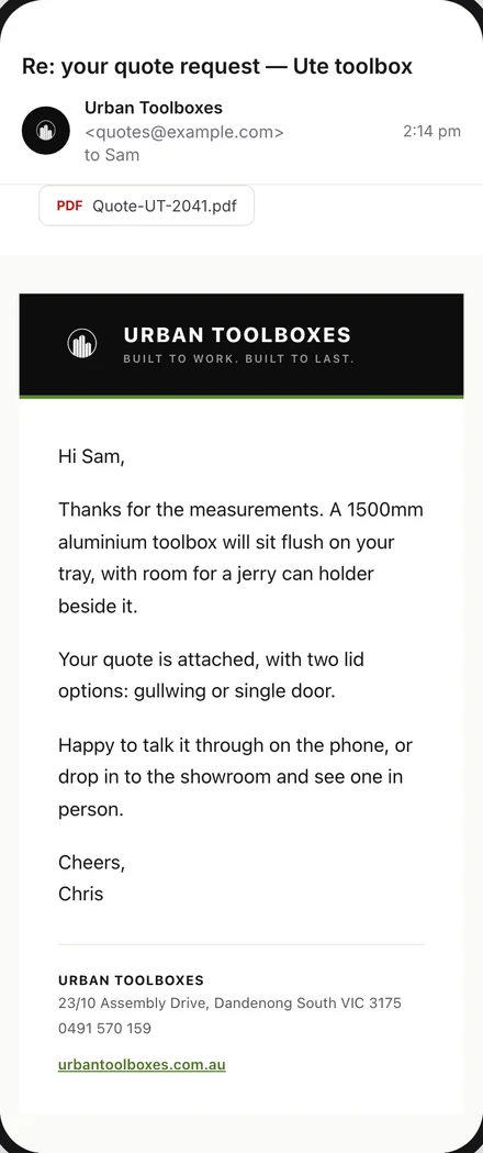 The same Urban Toolboxes email on a phone