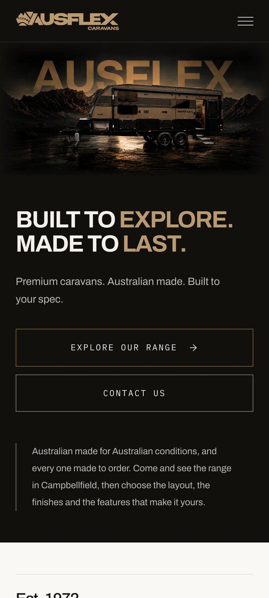 Ausflex Caravans mobile homepage