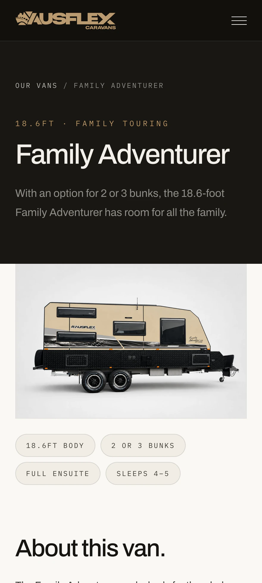 Ausflex Caravans mobile model page