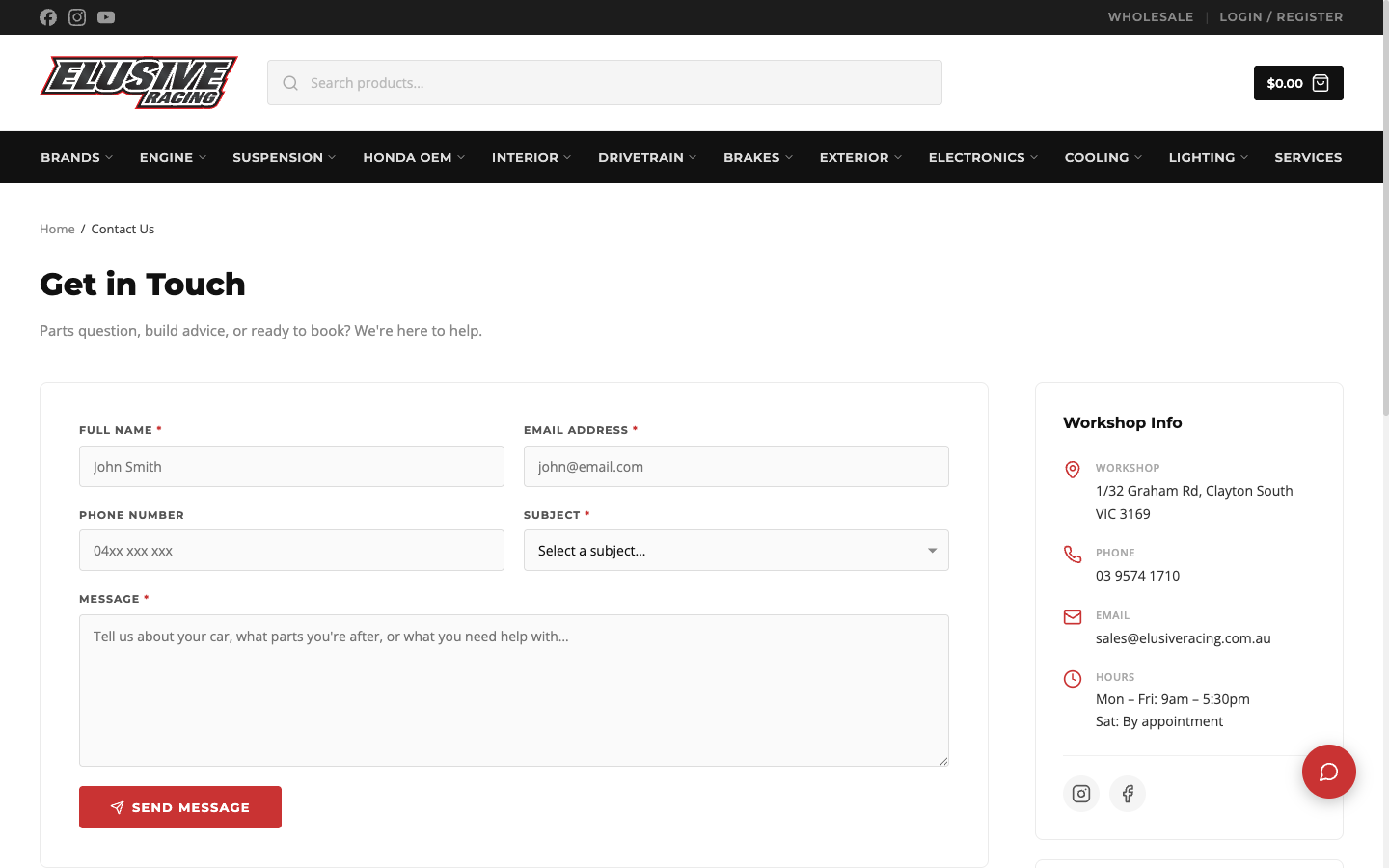 Contact form routed to the right team.