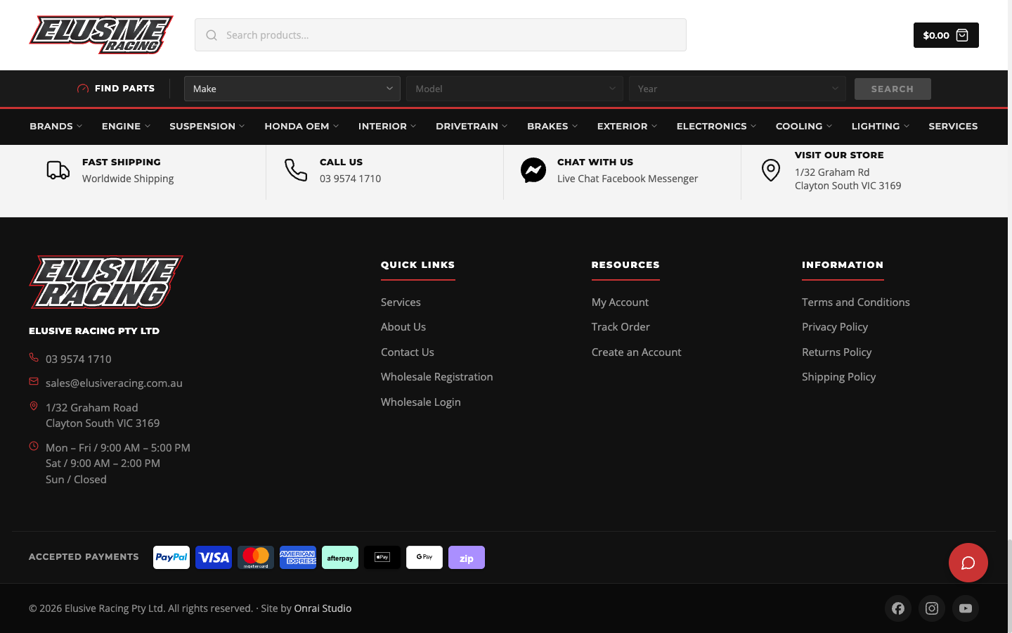 Featured products carousel with live stock counts.