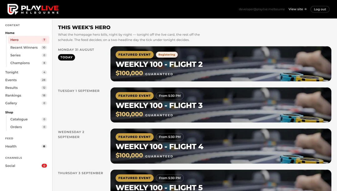 What the homepage bills, night by night.