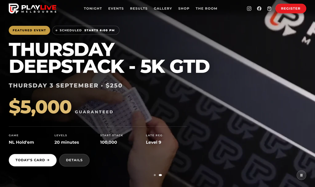PlayLive Melbourne website