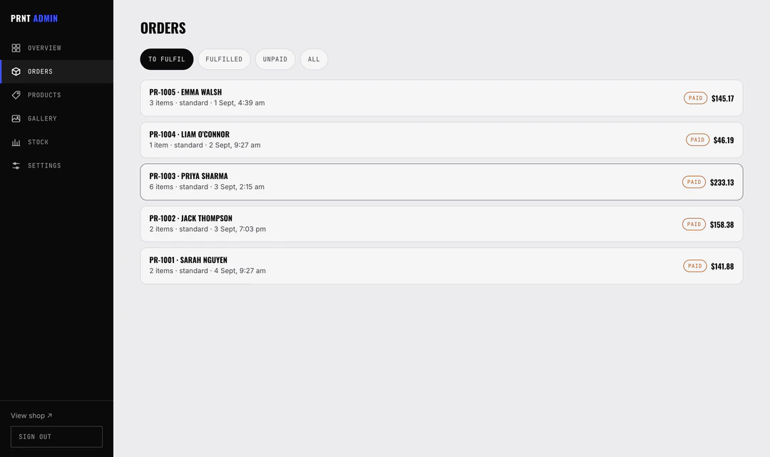 Orders, filtered to what still needs packing.