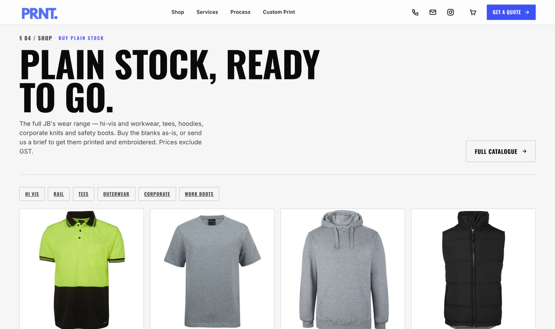 The full JB's wear range, filtered by category, colour and size.