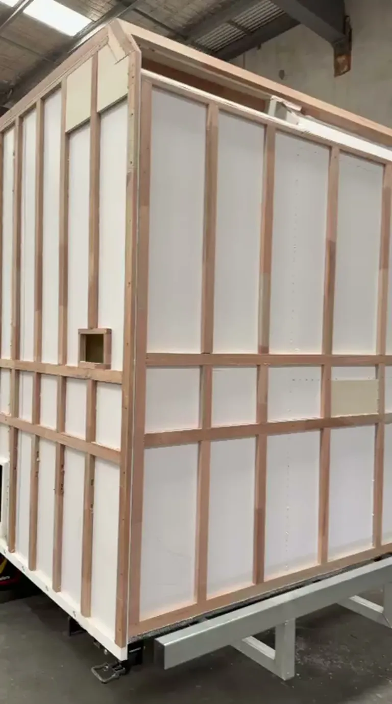 Internal timber framing inside a Sahara caravan body
