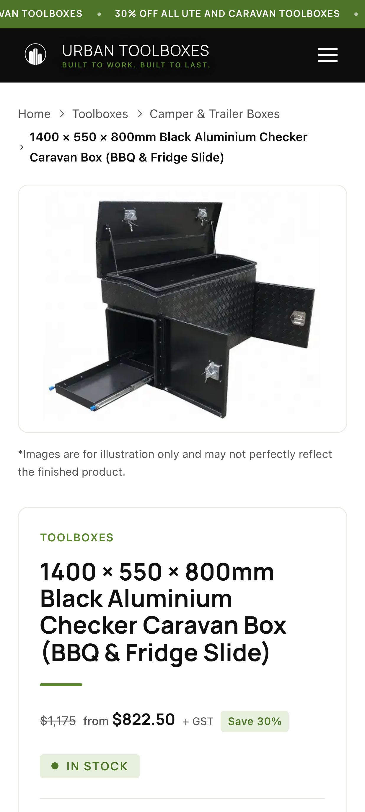 Urban Toolboxes mobile product page